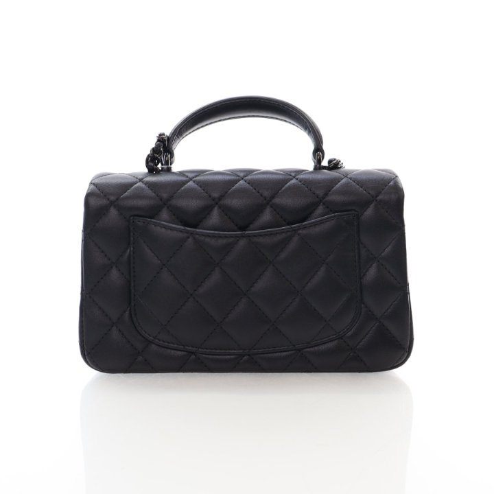 ちっち様 Chanel Mini So Black Lambskin Rectangular Top Handle Classic
