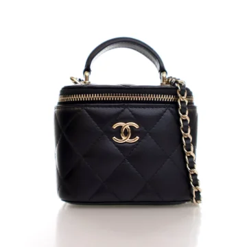 Chanel Mini Black Lambskin Top Handle Vanity Bag