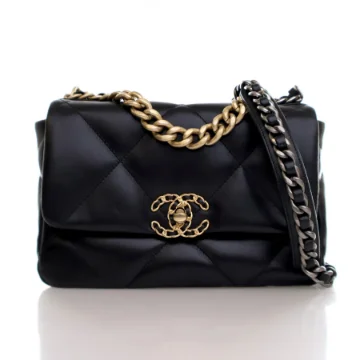 Chanel Small Black Lambskin 19 Flap Bag