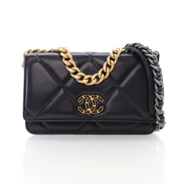 Chanel 19 Black Lambskin Wallet On Chain (WOC)