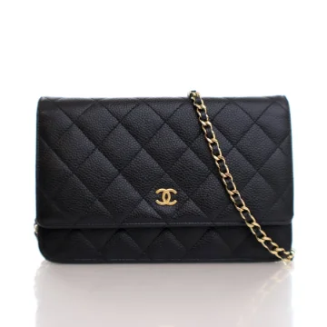 Chanel Black Caviar Classic Wallet On Chain (WOC)