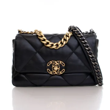 Chanel Small Black Lambskin 19 Flap Bag
