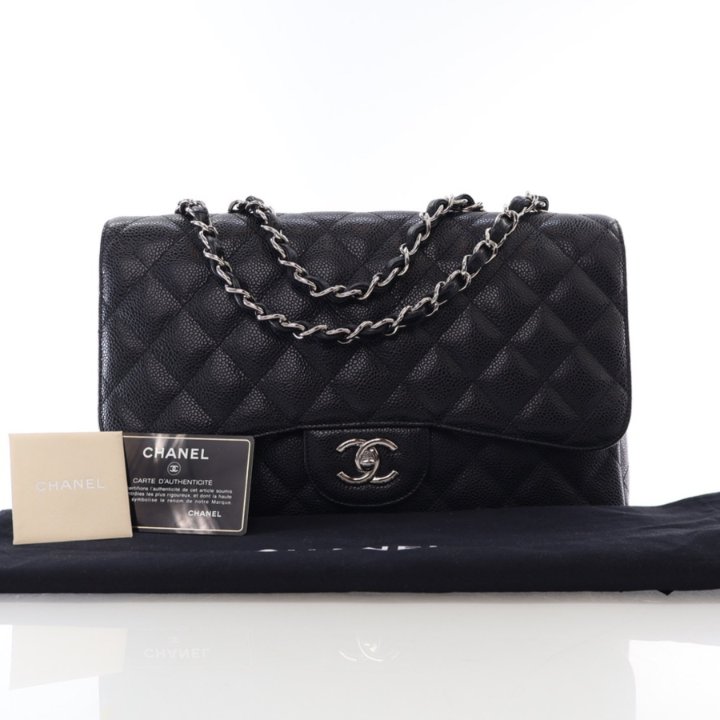 【ヴィンテージ】Rank:S☆Chanel Black GHW Caviar Jumbo Flap Chanel Jumbo Black Caviar Classic Single Flap - Luxe Du Jour