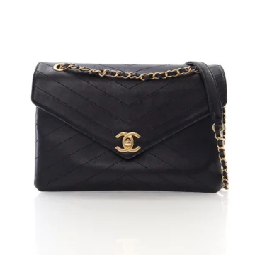Chanel Black Calfskin Envelope Compartment Flap Bag