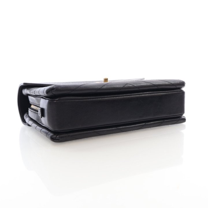 Chanel Black Calfskin Envelope Compartment Flap Bag - Luxe