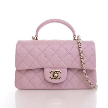 Chanel Mini Purple Lambskin Rectangle Top Handle Flap Bag