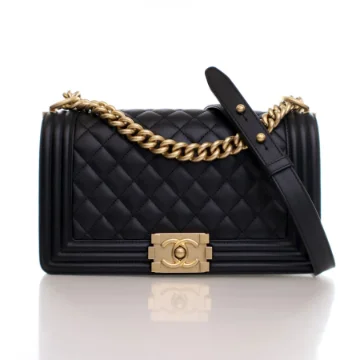 Chanel Medium Black Lambskin Boy Bag