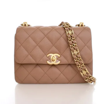 Chanel Mini Dark Beige Caviar Coco First Flap Bag