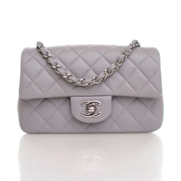 Chanel Mini Gray Lambskin Classic Rectangle Flap Bag