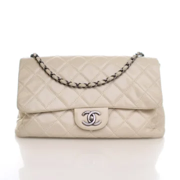 Chanel Beige Calfskin Quilted Easy Flap