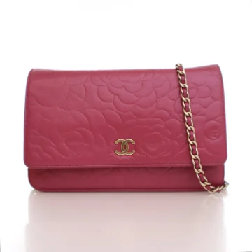 Chanel Purple Lambskin Camellia Wallet on Chain (WOC)