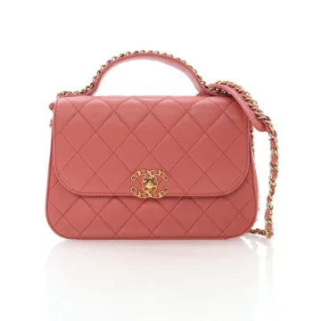 Chanel Pink Calfskin Infinity Top Handle Flap Bag