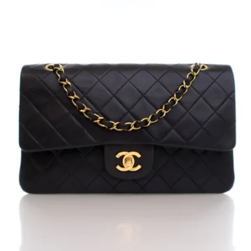 Chanel Vintage Black Lambskin Classic Medium Double Flap Bag