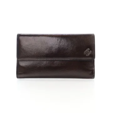 Chanel Brown Patent Trifold Flap Wallet