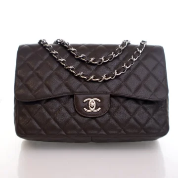 Chanel Jumbo Brown Caviar Single Classic Flap Bag