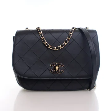Chanel Small Black Calfskin Covered CC Flap Bag