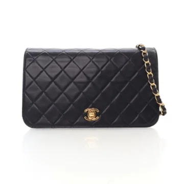 Chanel Vintage Small Black Lambskin Full Flap