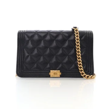 Chanel Black Caviar Boy Wallet On Chain (WOC)