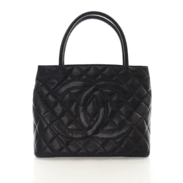 Chanel Vintage Black Caviar Medallion Tote