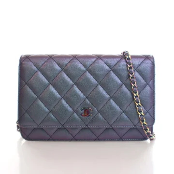 Chanel Blue Iridescent Calfskin Wallet On Chain (WOC)