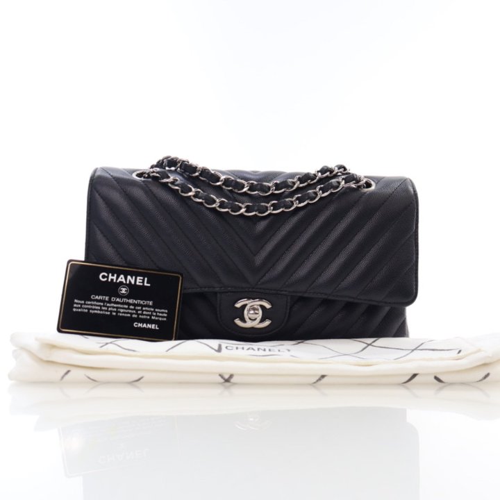 Chanel Medium Black Chevron Double Flap Bag - Luxe Du Jour