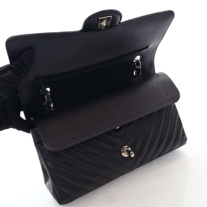 Chanel Medium Black Chevron Double Flap Bag - Luxe Du Jour
