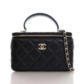 Chanel Small Black Lambskin Vanity Top Handle