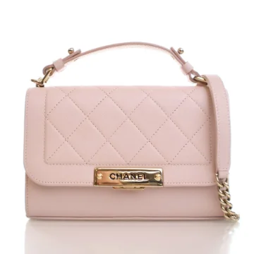 Chanel Small Pink Calfskin Click Label Flap Bag