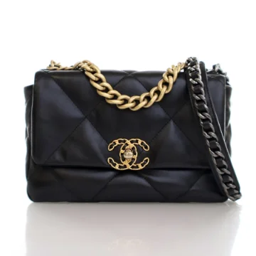 Chanel Medium Black Lambskin 19 Flap Bag