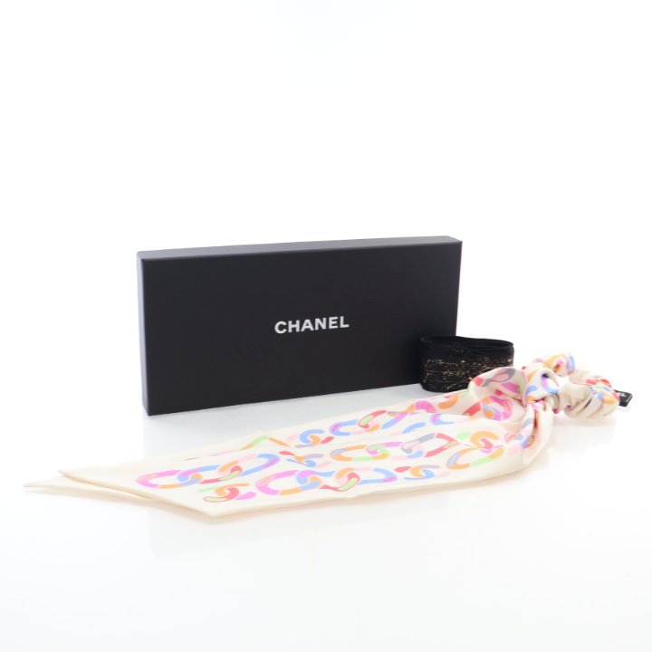 Chanel Multicolor Silk Twill Hair Tie - Luxe Du Jour