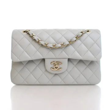 Chanel Small Grey Lambkin Classic Double Flap Bag
