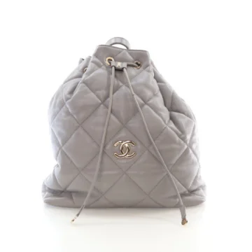 Chanel Grey Calfskin Drawstring Bucket Backpack