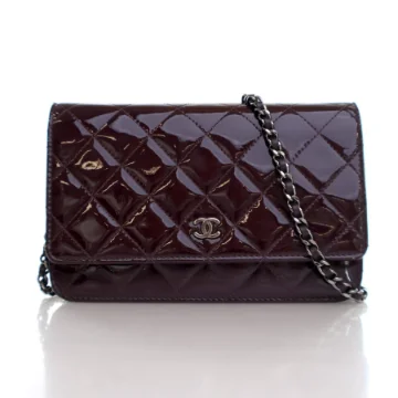 Chanel Purple Patent Classic Wallet on Chain (WOC)