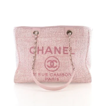 Chanel Small Pink Boucle Deauville Tote