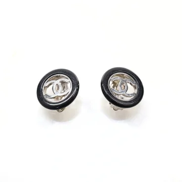 Chanel Classic Vintage CC Logo Clip On Earrings