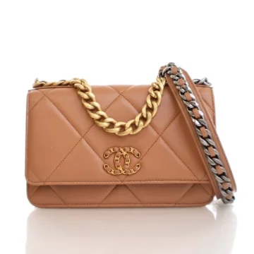 Chanel Beige Lambskin 19 Wallet on Chain (WOC)