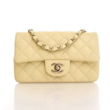 Chanel Mini Yellow Lambskin Classic Rectangular Flap Bag
