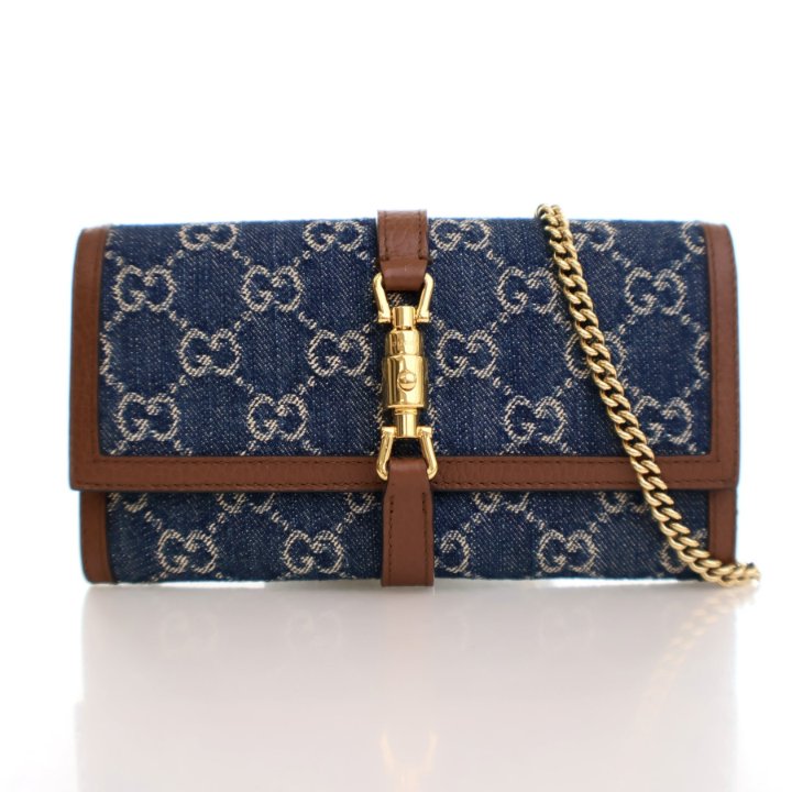 Gucci Denim Supreme Jackie 1961 Wallet on Chain (WOC) - Luxe Du Jour