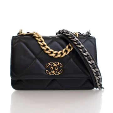 Chanel Black Lambskin 19 Wallet on Chain (WOC)