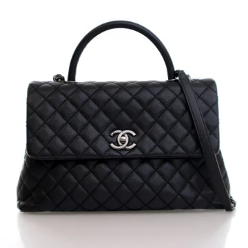 Chanel Large Black Caviar Coco Handle Flap Bag