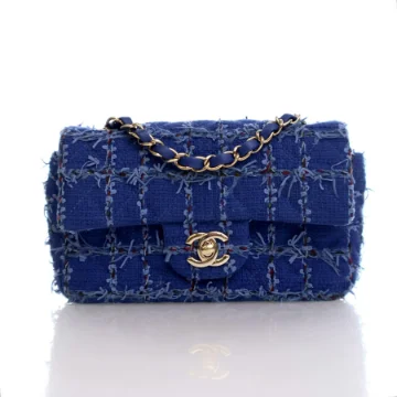 Chanel Mini Blue Tweed Rectangular Flap Bag