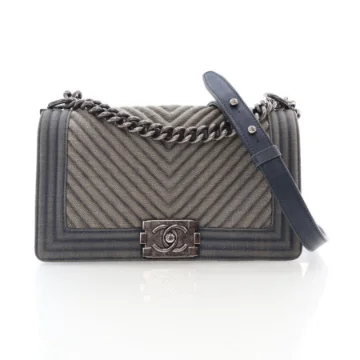 Chanel Medium Blue Chevron Denim Boy Bag