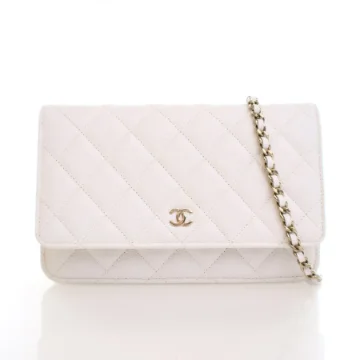 Chanel White Caviar Classic Wallet on Chain (WOC)