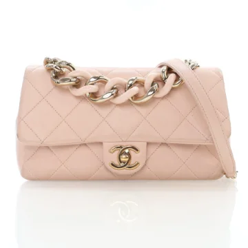 Chanel Small Pink Lambskin Matelasse 23 Flap Bag