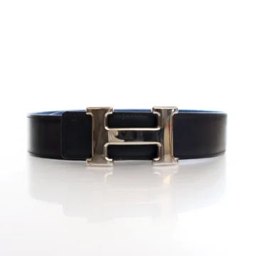 Hermes Vintage Black Swift Reversible H Belt