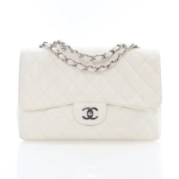 Chanel Jumbo White Caviar Flap