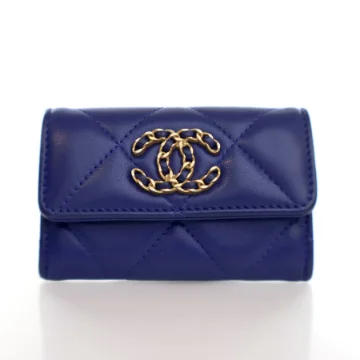 Chanel Blue Lambskin 19 Flap Card Holder