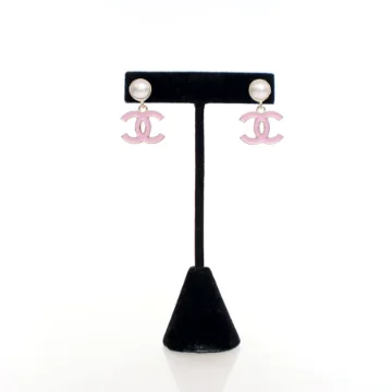 Chanel CC Pearl Drop Earrings
