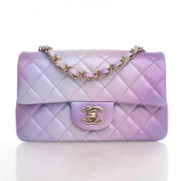 Chanel Mini Purple Lambkin Rectangular Classic Flap