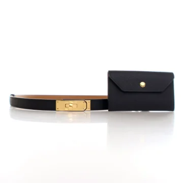 Hermes Black Epsom Kelly Pocket 18 Belt